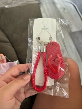 5/$25 Mint Red Flip-Flop Keychain with Braided Strap